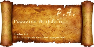 Popovics Arikán névjegykártya